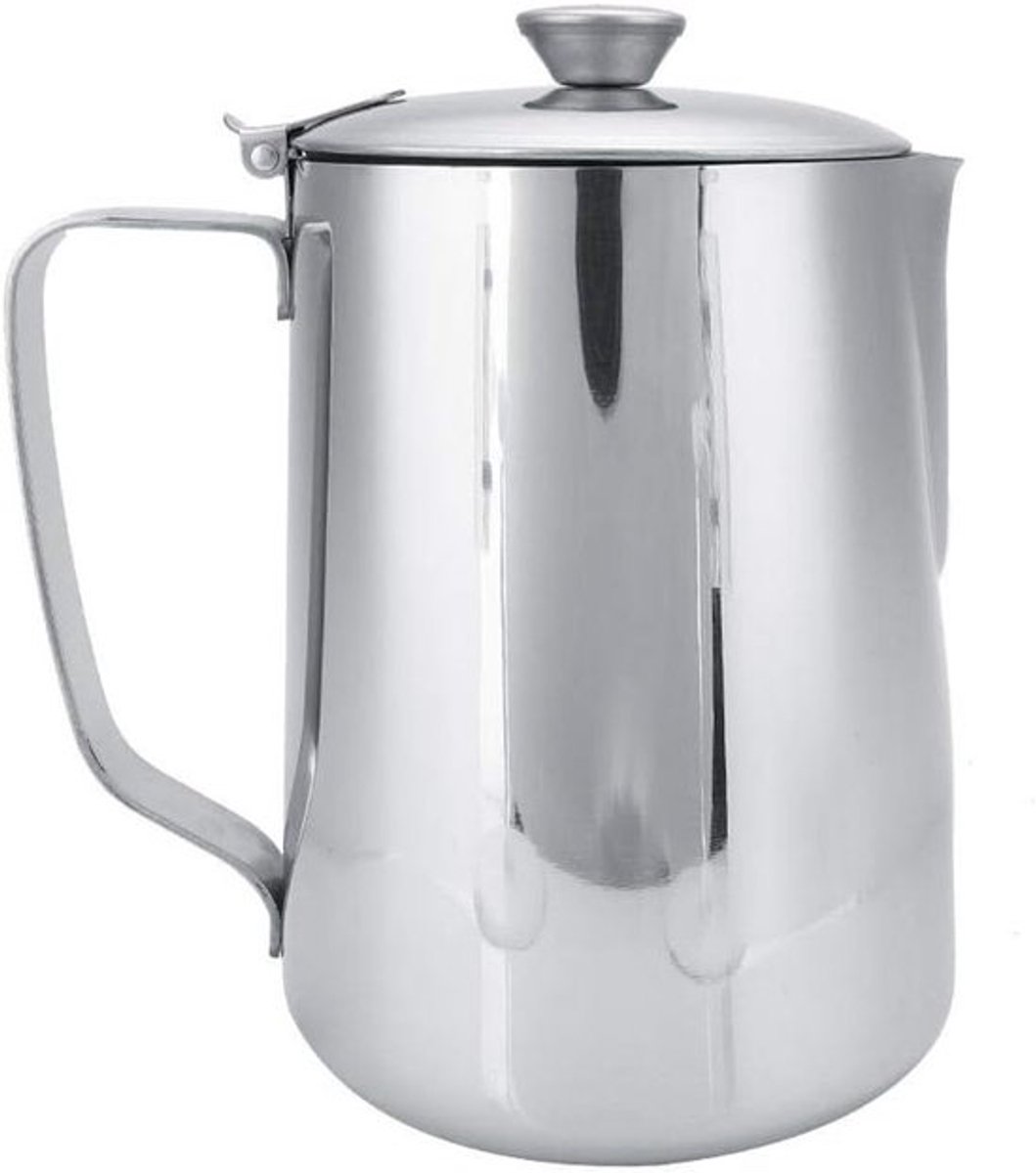 RVS melkopschuimer met deksel voor latte en espresso - 1000 ml koffiekan