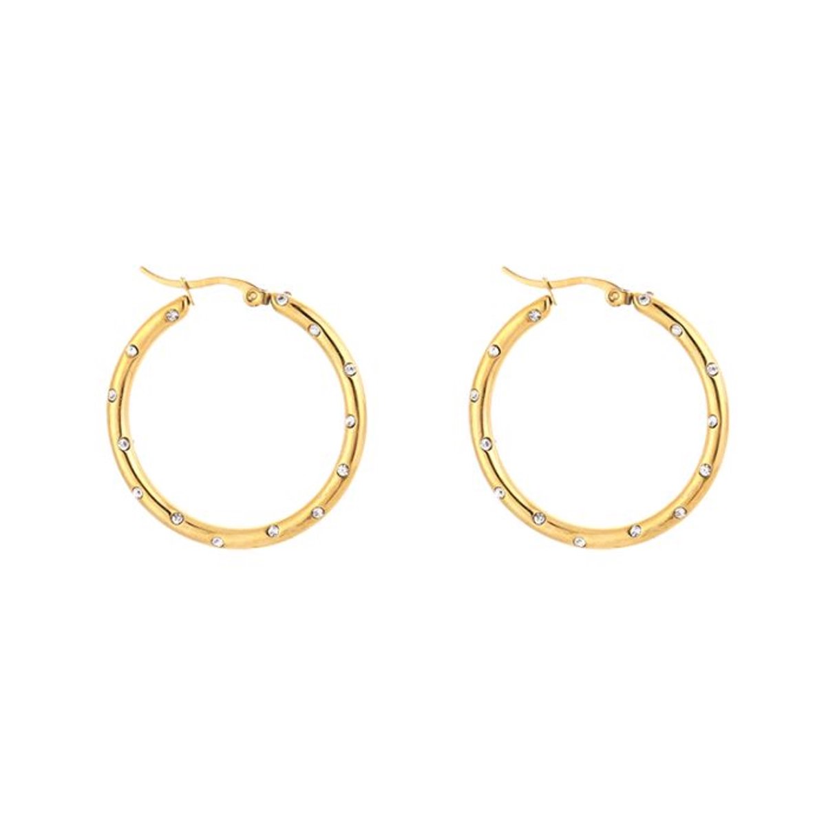 Bijoutheek Oorringen Hoop Strass Zirkonia Goudkleurig