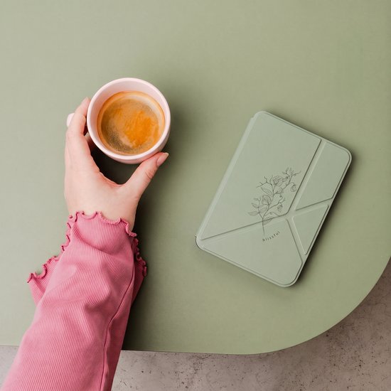 imoshion Ereader Cover / Hoesje Geschikt voor Kobo Clara BW / Kobo Clara Colour - imoshion Design Origami Bookcase - Floral Green van iMoshion — afbeelding 4