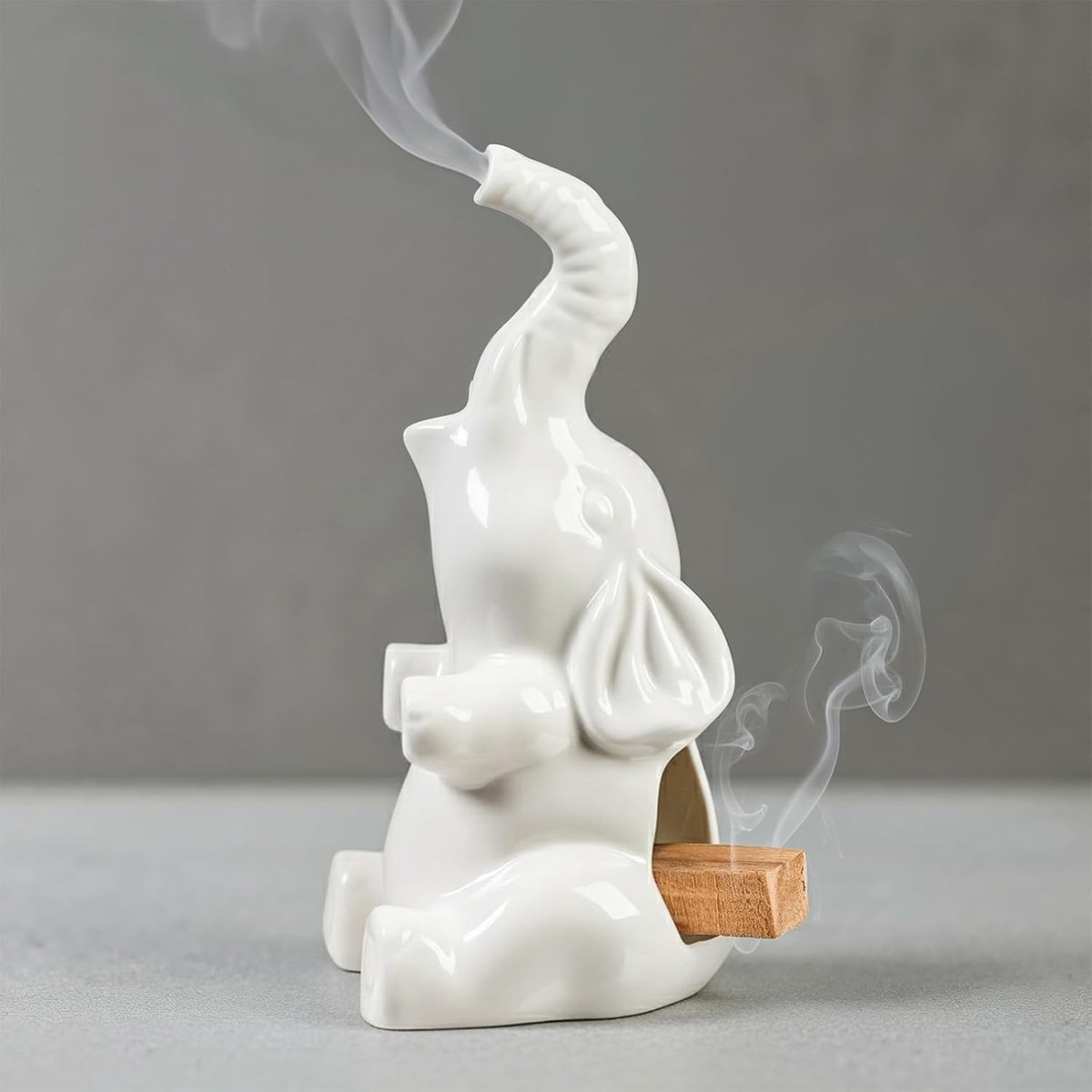 Palo Santo Witte olifant wierookstokjeshouder, keramische wierookstokjeshouder, wierookhouder voor wierookkegels - ShopVlot