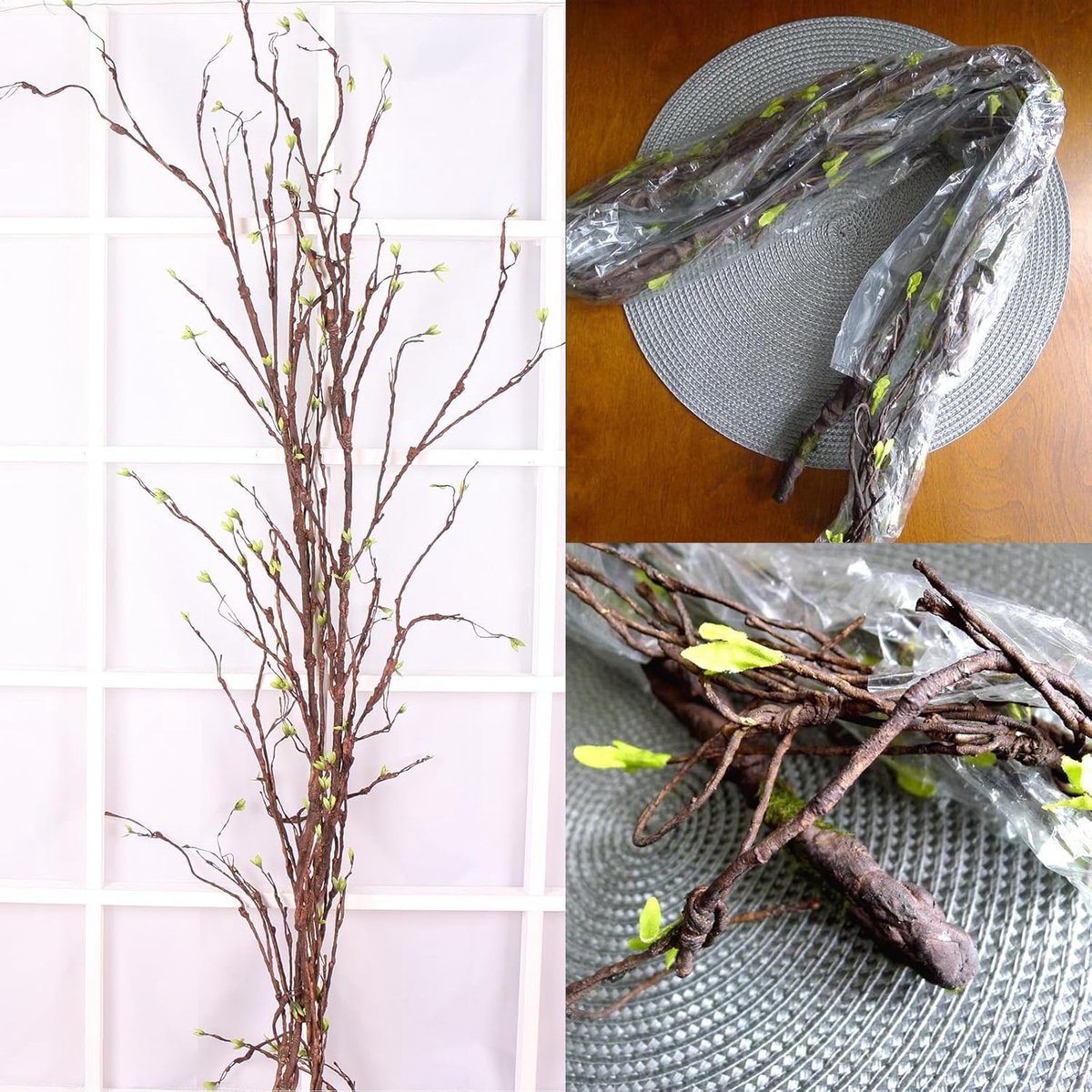 118 Inch Flexible Artificial Tree Branches Artificial Cherry Blossom Grape Stem Vine Garland twigs Plants DIY Crown - ShopVlot
