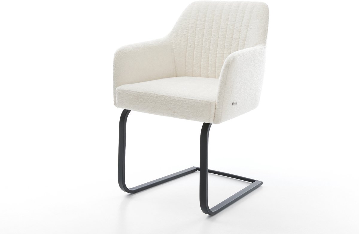 Sledestoel Greg-Flex sledemodel vlak zwart bouclé zacht beige pocketveer kern