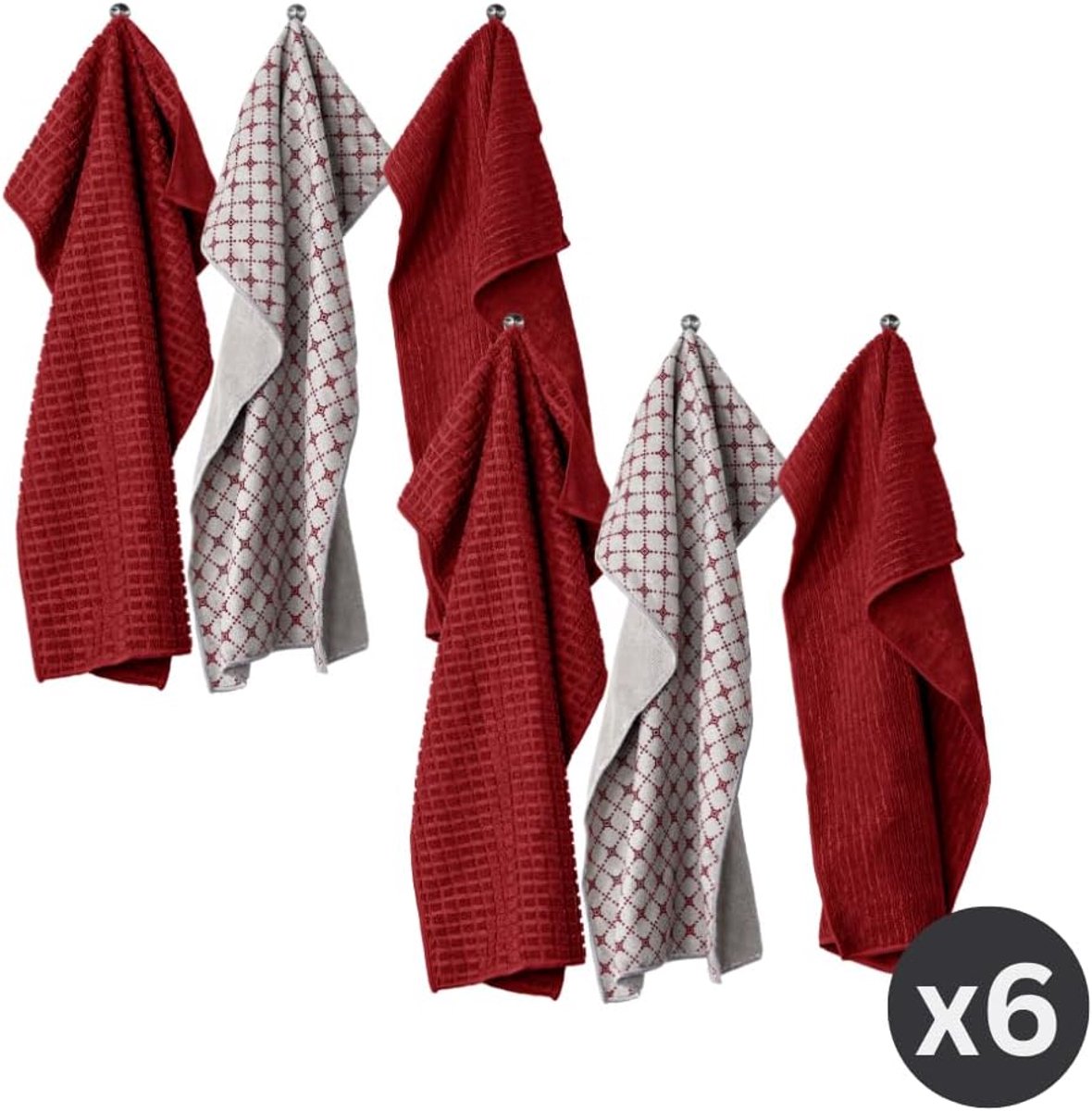 Tiseco Home Studio - Kitchen Towel ESSENTIALS - SET/6-85% PE, 15% PA - Microfibre - Ultra-Absorbent - Quick Drying - ShopVlot