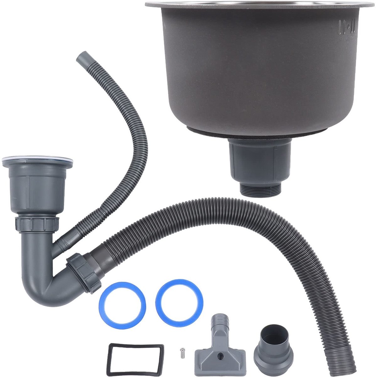 Solidchoice - Mini Ronde Roestvrijstalen Spoelbak met Afvoerpijpfitting - Diameter 30 cm