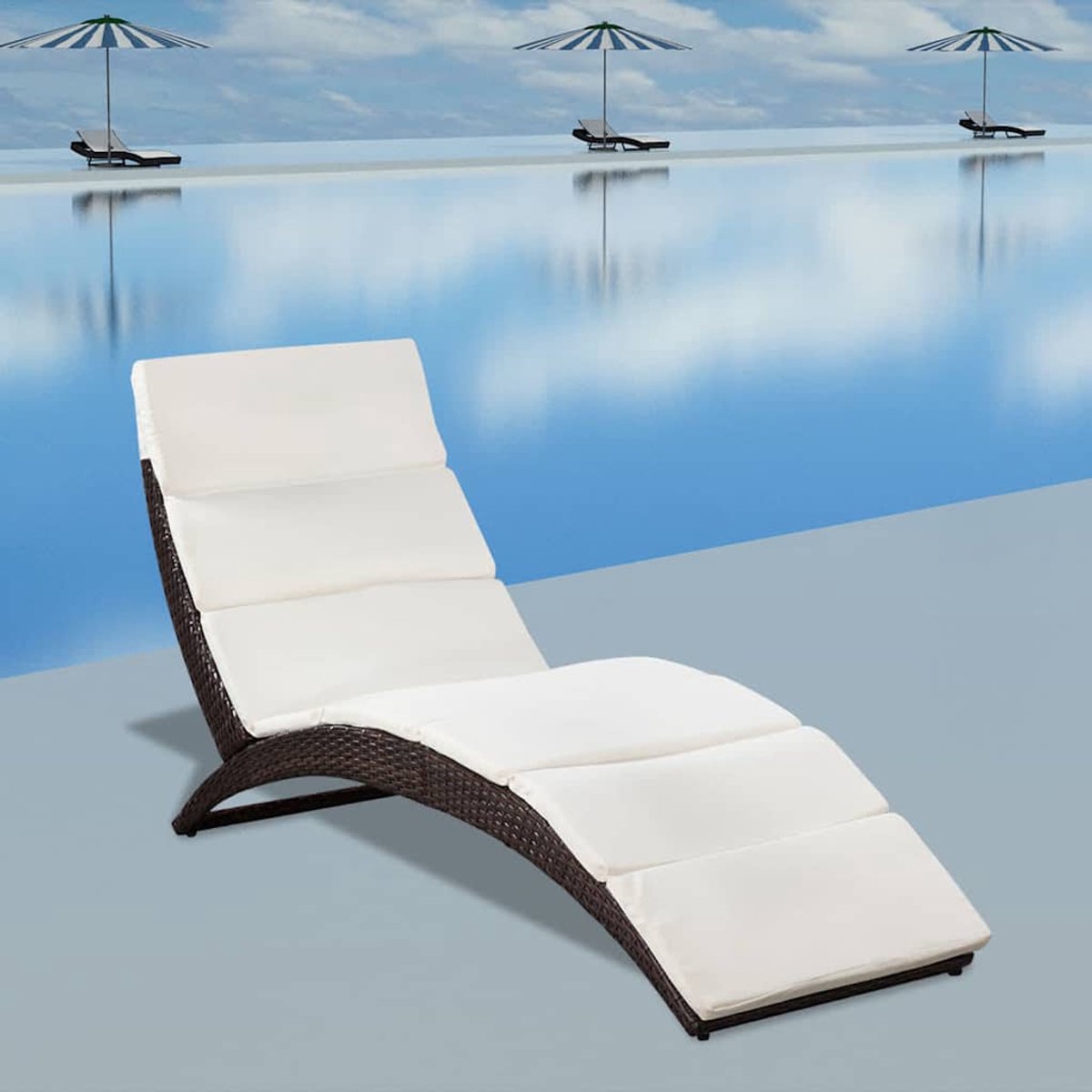 Bol.com vidaXL - Ligbed - inklapbaar - met - kussen - poly - rattan - bruin aanbieding