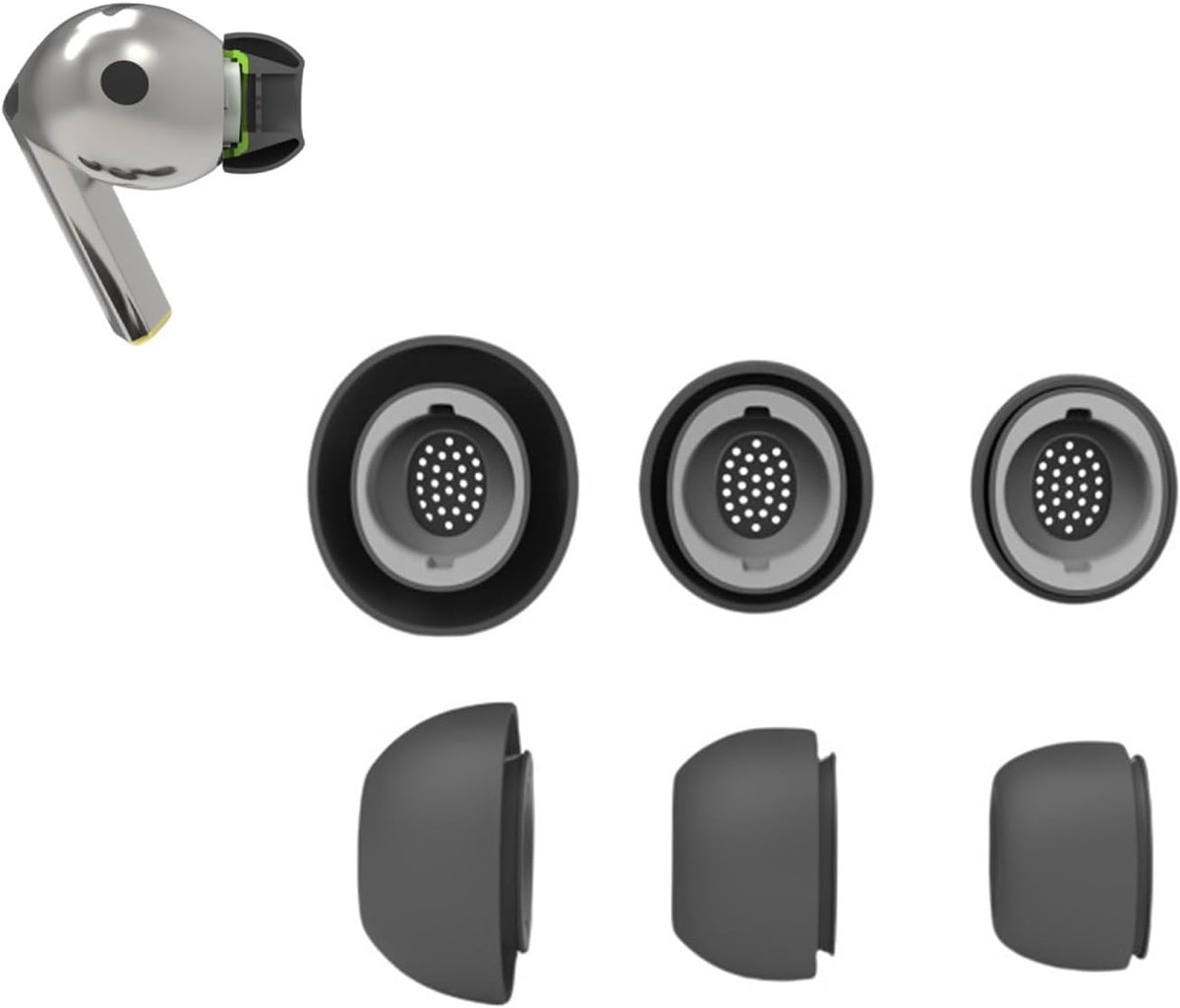 3 Paar Siliconen Oordopjes voor Galaxy Buds3 Pro - Traagschuim Vervangende Antislip Oordopjes voor Samsung Galaxy Buds 3 Pro - S - M - L - Zwart