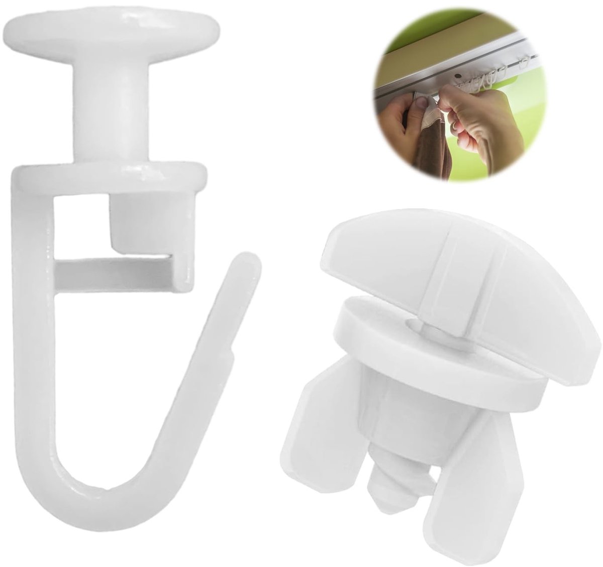 Solidchoice - 100 Stuks Gordijn Glijers met 6 Stopper, Wit