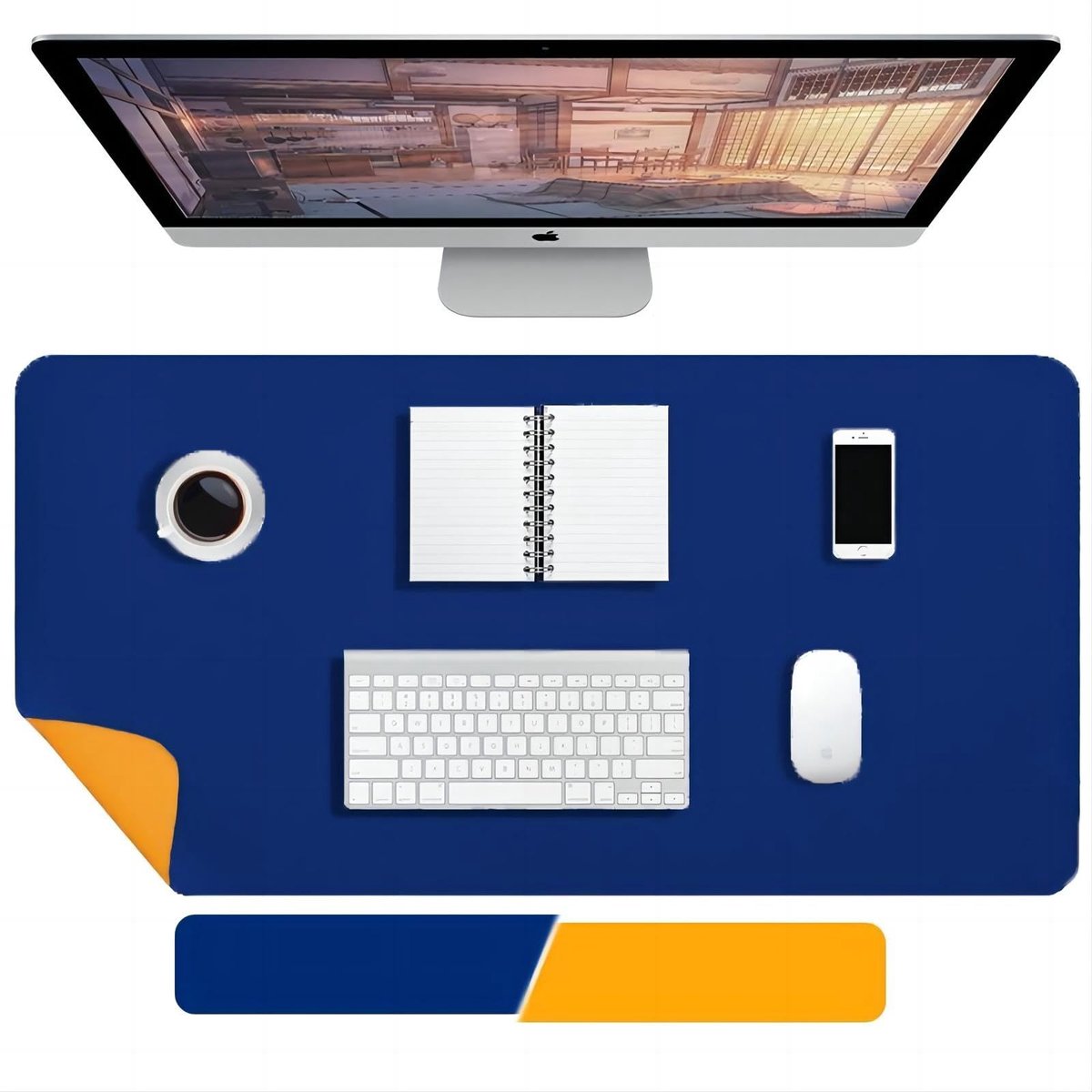 Solidchoice - Dubbelzijdige Bureauonderlegger - 100x40 cm Waterdichte PU-Lederen Mat