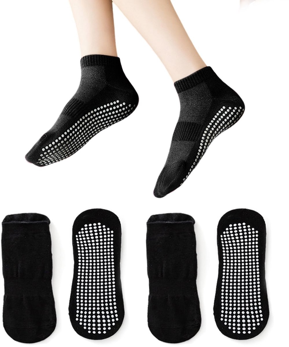 Solidchoice - 2 Paar Antislip Balletsokken voor Pilates en Yoga - Zwart - One Size