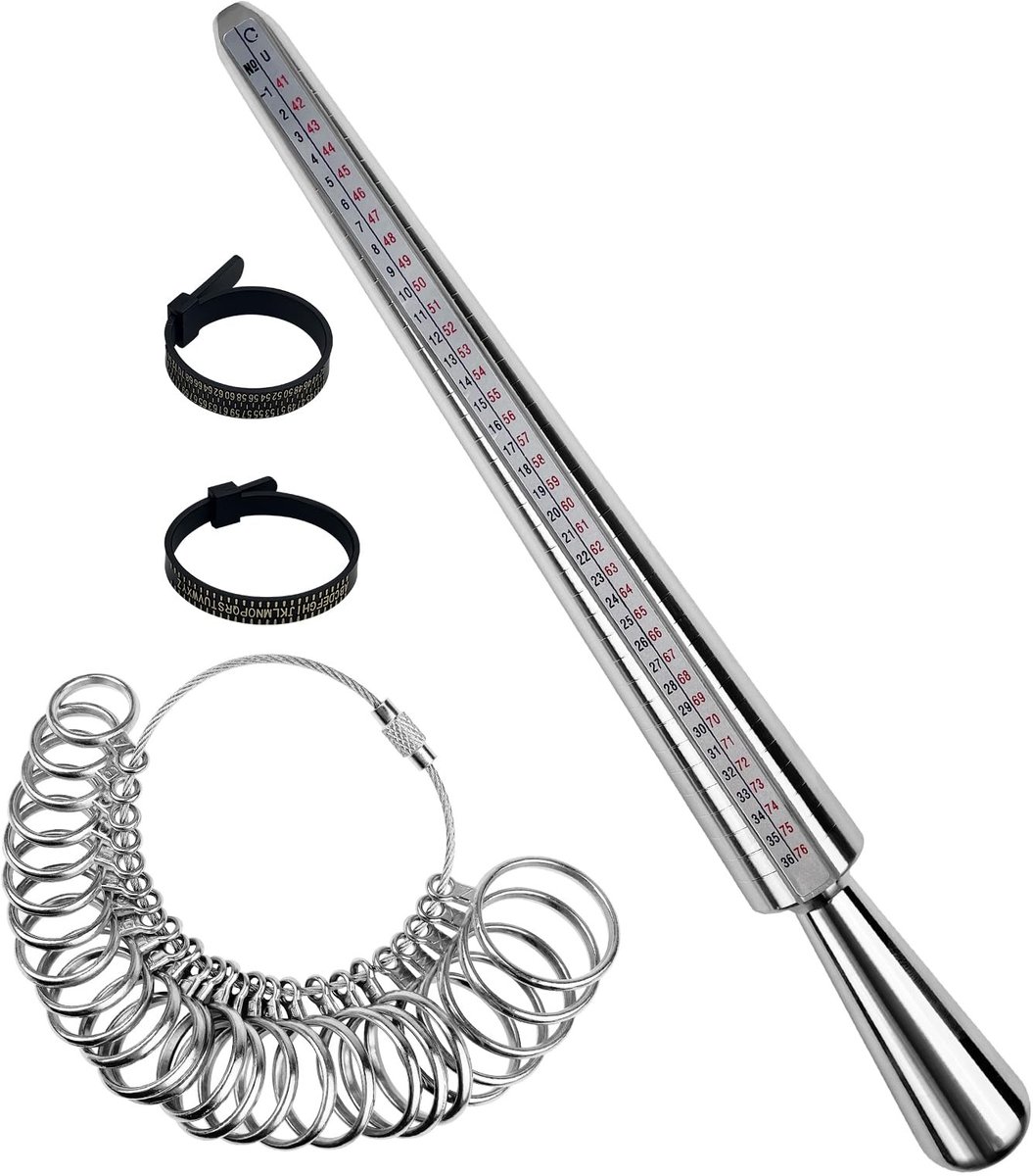 Ringmaat meter - Meetinstrument ring - Sieraden meten - Basismetaal - UK maat - Zilver