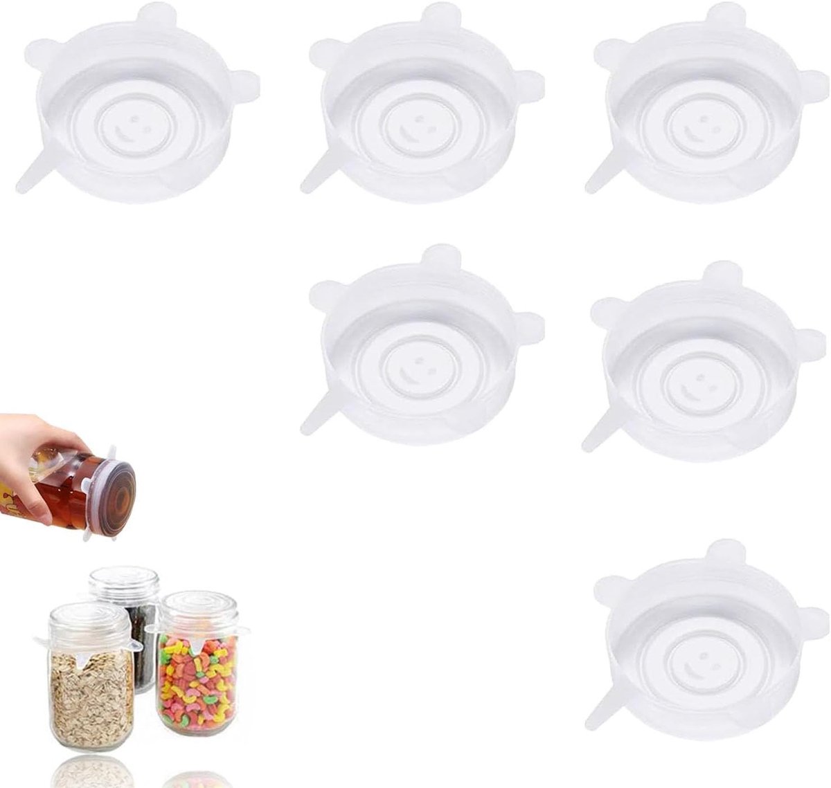 Solidchoice - Set van 6 Rekbare Siliconen Deksel voor Diverse Maten