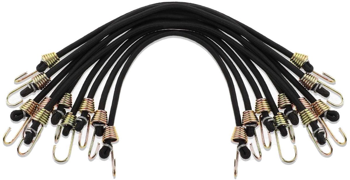 Solidchoice - Set van 10 Mini Bungee Cords met Haken voor Buiten