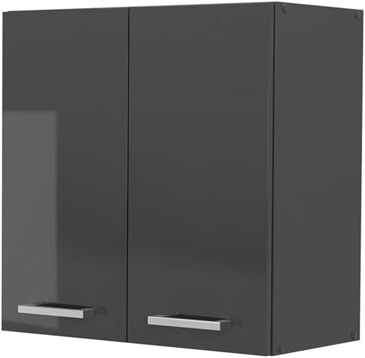 Hangkast Keuken - Bovenkast Keukenkast - Keuken Opbergen - Met 2 Deuren - 60 cm Breed - Antraciet Hoogglans