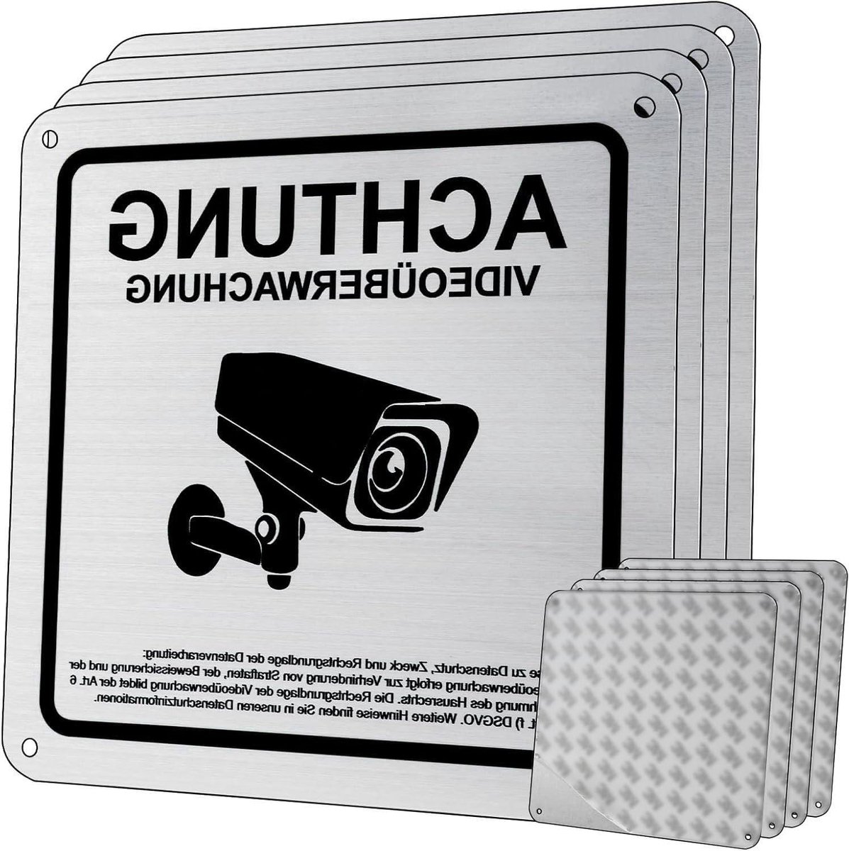 Veiligheidswaarschuwingsbord - Camerabewaking Bord - Veiligheid Aangeven - GDPR Conform - 15 x 15 cm - Aluminium