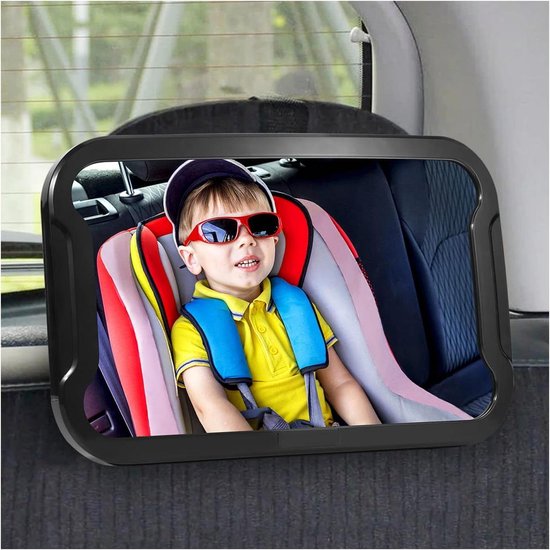 Baby Autospiegel - Achterbank Spiegel - Baby Veiligheid - 360 Graden Verstelbaar - 30 x 19 cm - Zwart