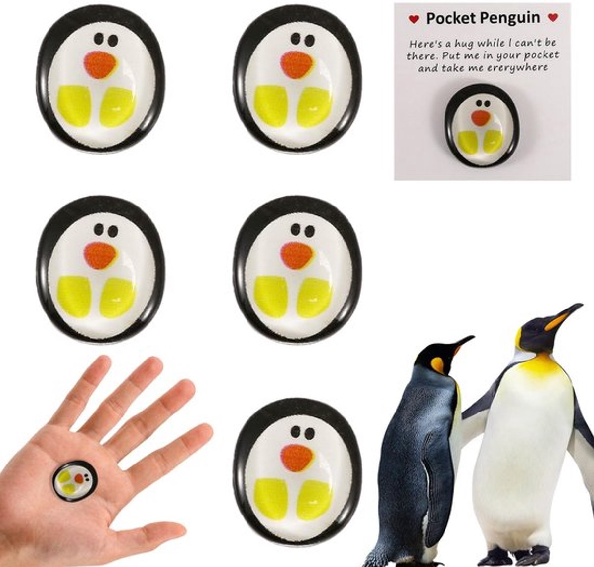 Dailygoods- Pinguïn Ornament - 5 Stuks Mini Glazen - Schattig Dier
