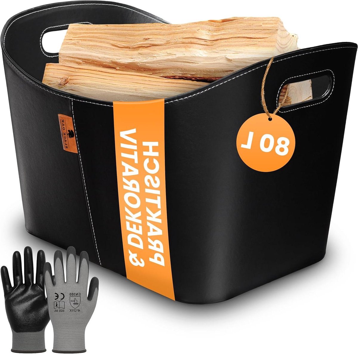 Houtmand Opslag - Brandhout Tas - Haardhout Opslag - Versterkte Kern - 80 Liter - Zwart
