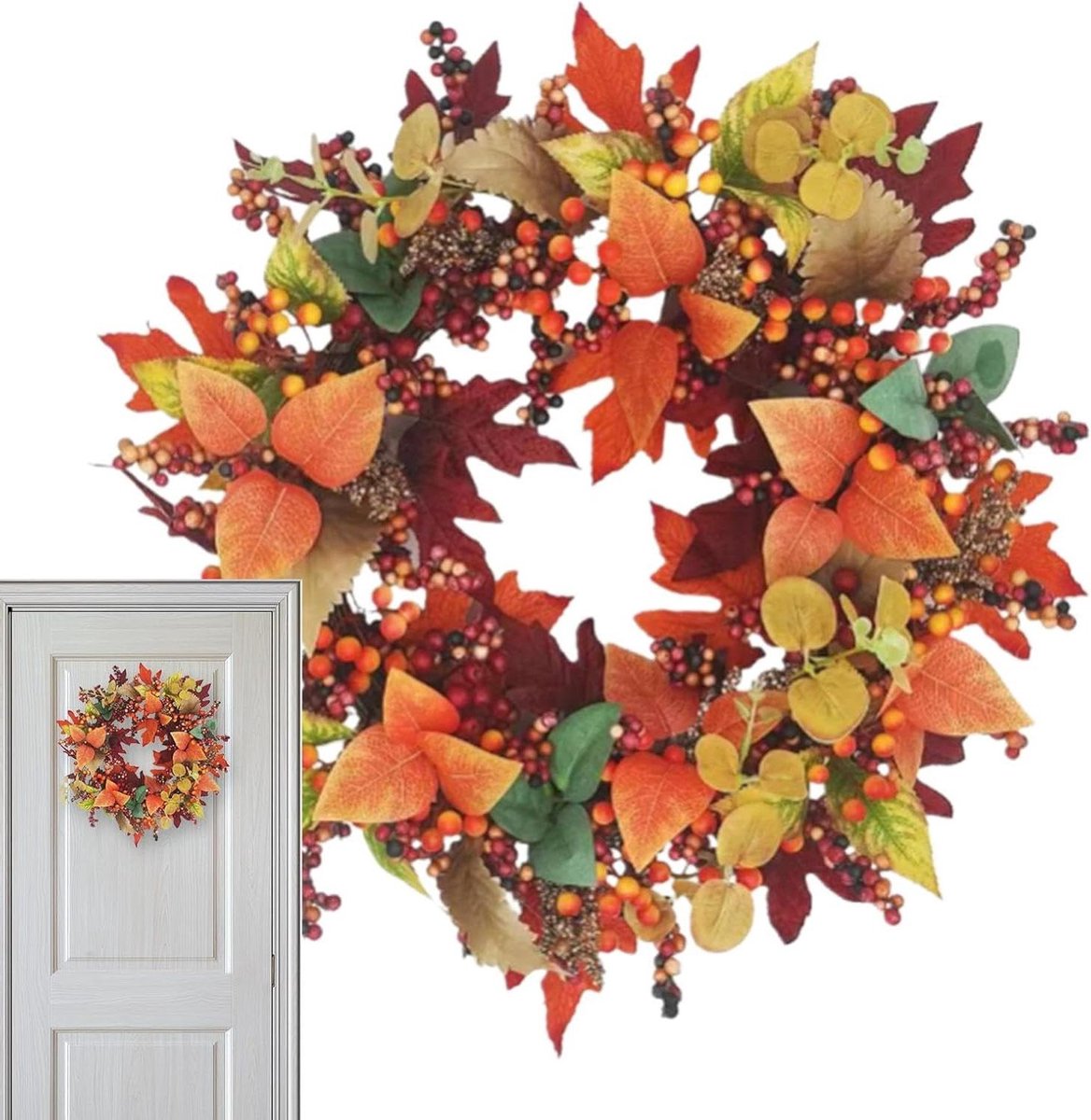 Herfst Krans - Deurdecoratie Bessen - Woonkamer Aankleden - Kunstmatige Bessen - 35-45 cm - Multicolor