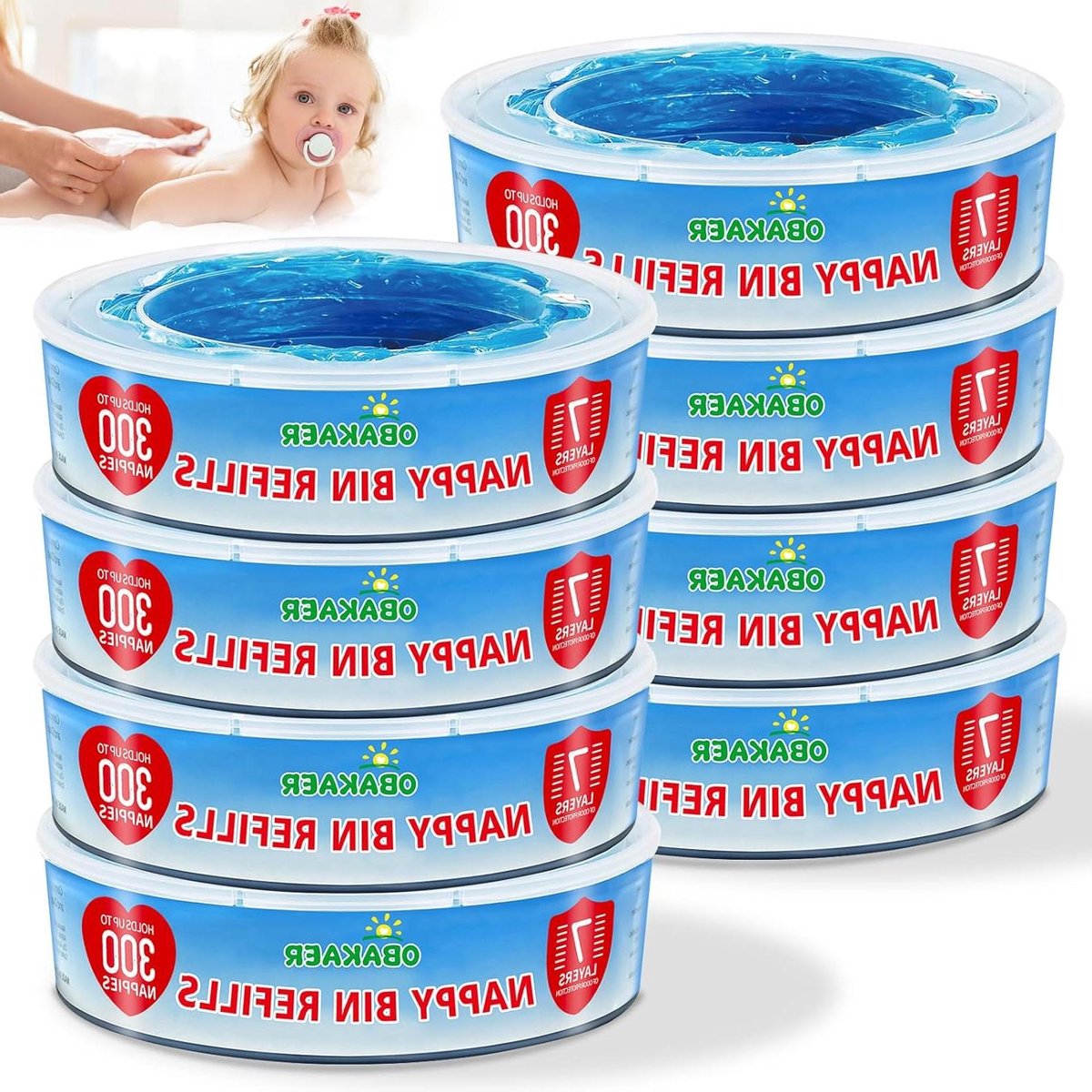 Luieremmer Navullingen - Wegwerpzakjes - Geurvrije Babykamer - Extra Dik Lekvrij - 8 Stuks - Wit