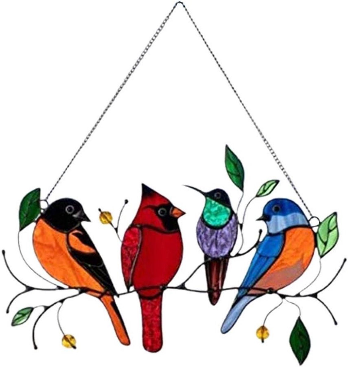 Tuin Suncatcher Ornamenten - Metalen Vogels - Raam Decoratie - Gebrandschilderd Metaal - 24 x 15 cm - Meerdere Kleuren