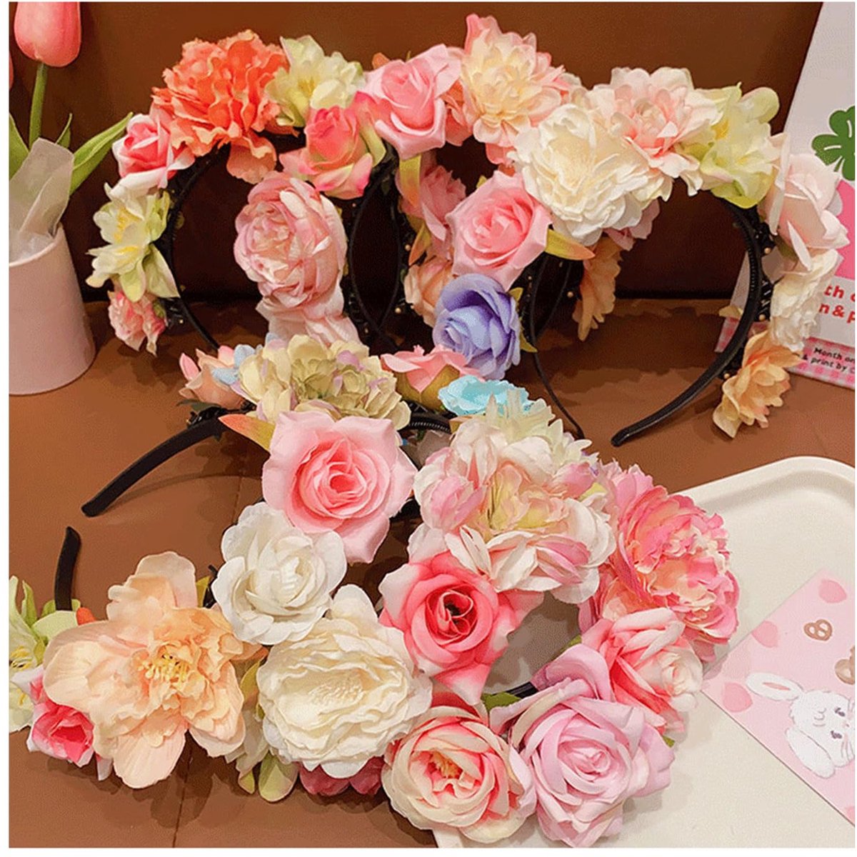 2 stuks haarslingers voor feest, bruiloft, kransslinger, kunstmatige bruid, haarband, bloemenkrans, voor foto-accessoires, decoratie, dagelijks gebruik