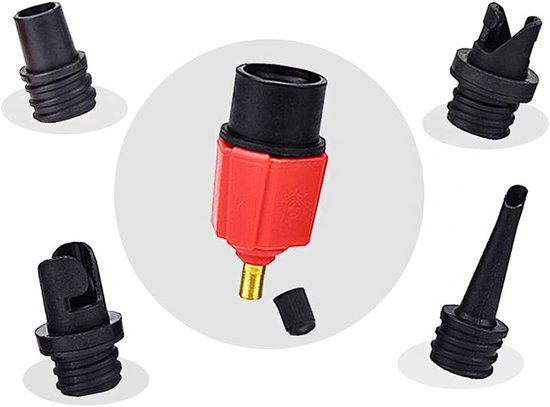 Opblaasadapter Set - Ventiel Adapter - Lucht Opblazen - 4 Verschillende Sproeiers - 163 x 92 cm - Rood — afbeelding 3