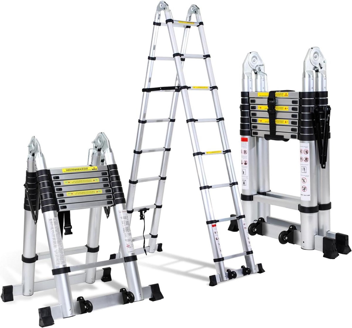 Telescoopladder - Vouwladder uittrekbaar - Klussen en onderhoud - Veilig en flexibel - 5 meter hoogte - Aluminium