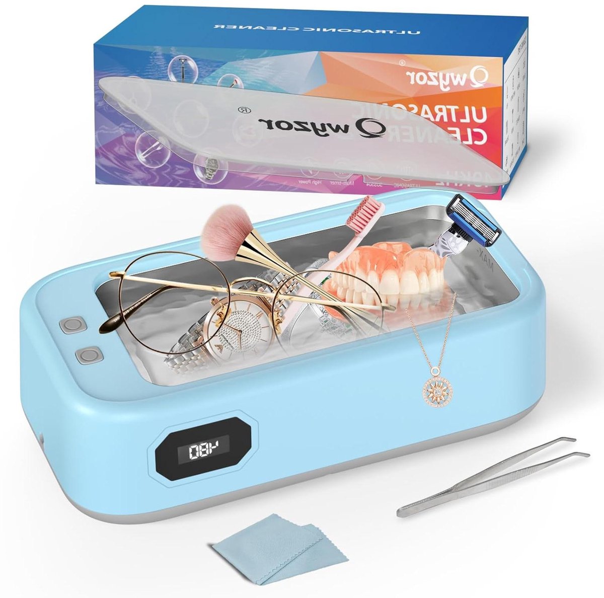 Ultrasone Reiniger - Schoonmaakapparaat - Sieraden Reinigen - 49000 Hz Trillingen - 640 ml - Blauw
