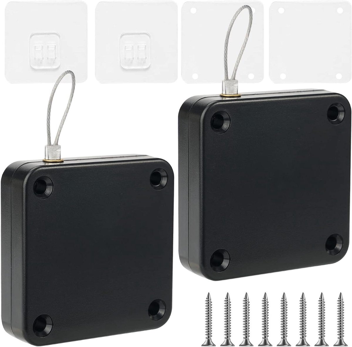 Automatische Deurcloser Set - Trekkoord Deurstopper - Deuren Sluiten - Zonder Boren - 2 stuks - Zwart
