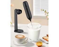 Melkschuimer Handheld - Opschuimer RVS - Koffie Maken - USB Oplaadbaar - 16.3 x 7.1 x 5.5 cm - Zwart