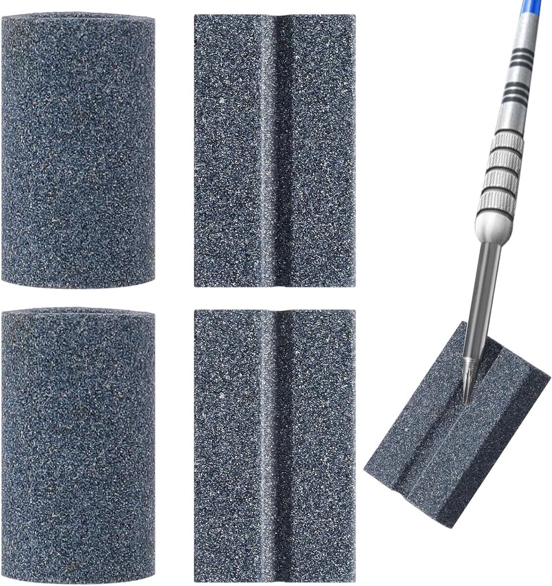 Dartslijpers Set - Slijpsteen Darts - Darts Onderhoud - V-vormig en Rond - 4 stuks - Zwart