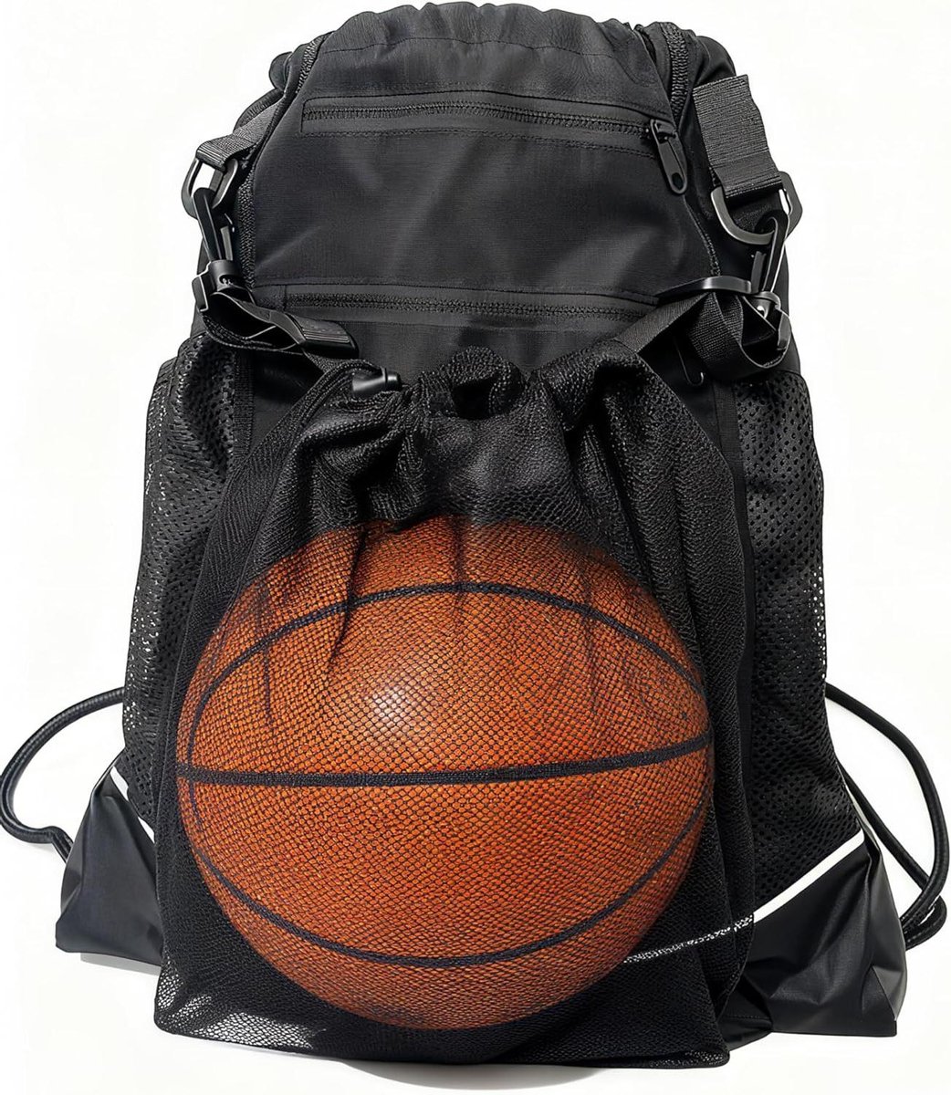 Basketbalrugzak - Sporttas Gymtas - Sportuitrusting Opbergen - Afneembare Baltas - 40.79 x 26.1 x 5.8 cm - Zwart