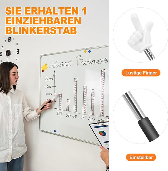 Uittrekbare Wijsstaaf - Telescoop Aanwijzer Vinger - Presentaties Geven - Flexibel Uittrekbaar - 21 tot 68 cm - Zwart — afbeelding 4