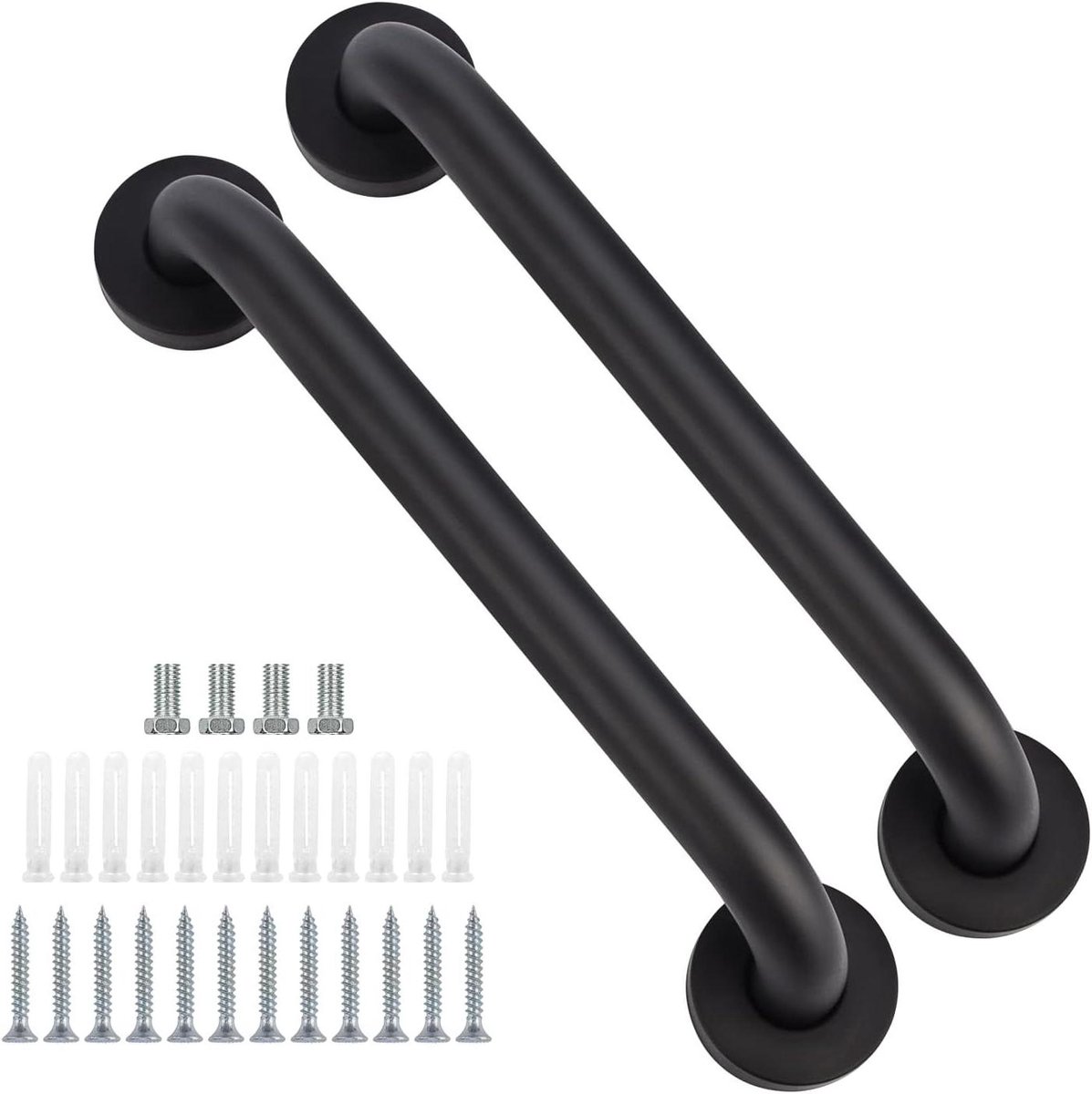 Badkamer Handgrepen - Veiligheidsgreep Steunbeugel - Valpreventie Thuis - Verborgen Schroefmontage - 40 cm - Zwart