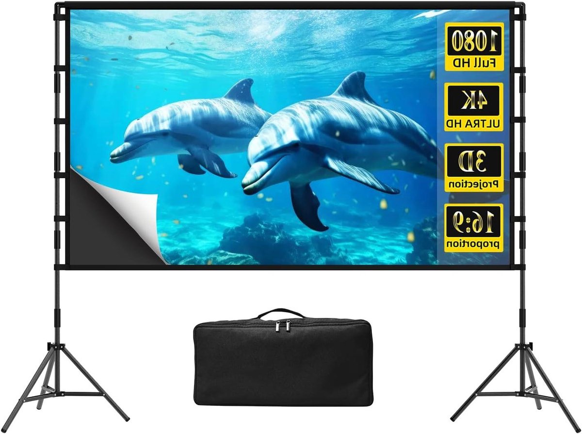 Projectiescherm met Standaard - Filmscherm Beamer - Thuisbioscoop Maken - Niet-doorschijnend Materiaal - 120 Inch - Zwart