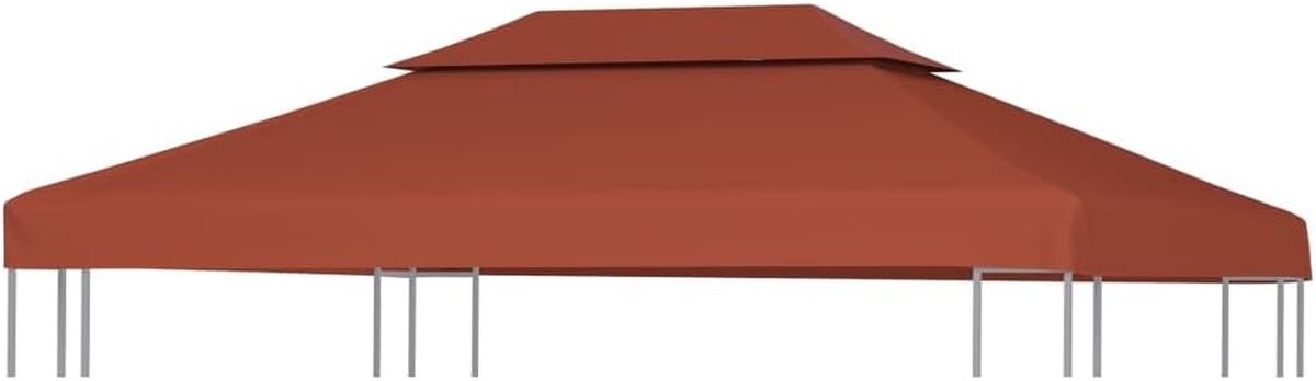 Gazebo Dak 2 Lagen - Tentdak Vervanging - Buiten Leven - Waterdicht PVC Coating - 4x3 Meter - Terracotta