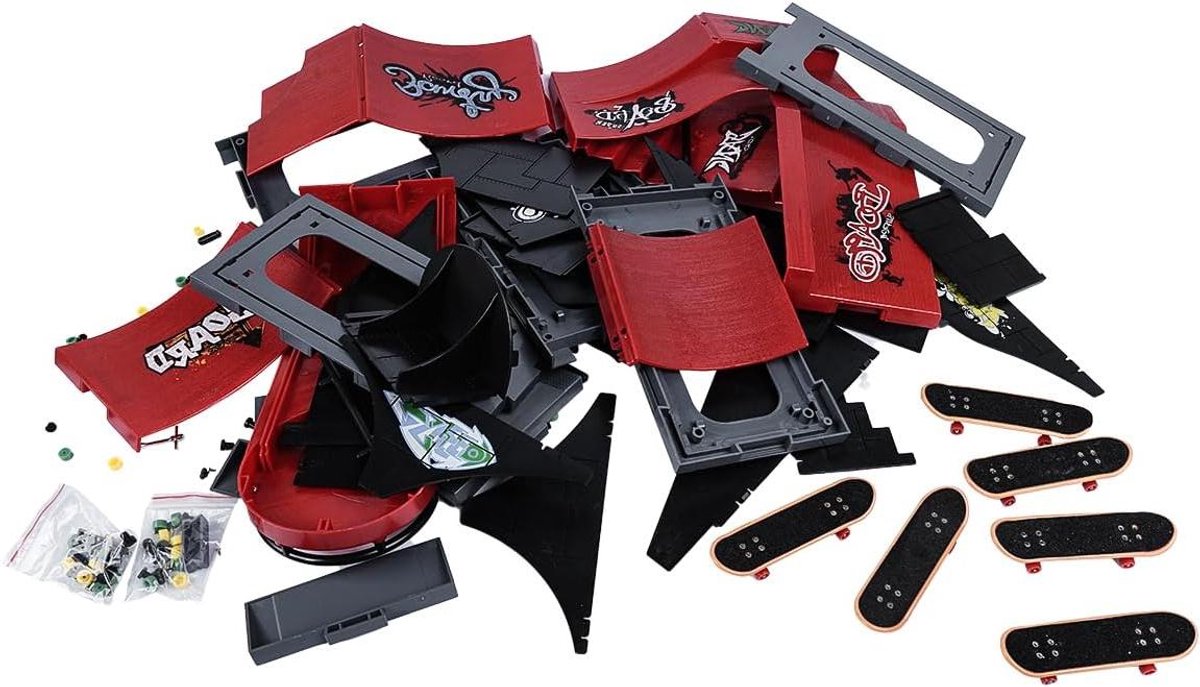 Vinger Skateboard Ramp Set Mini Skatepark Fingerboard Deck Trucs Oefenen Compleet 6-in-1 Ontwerp 104 Kilogram