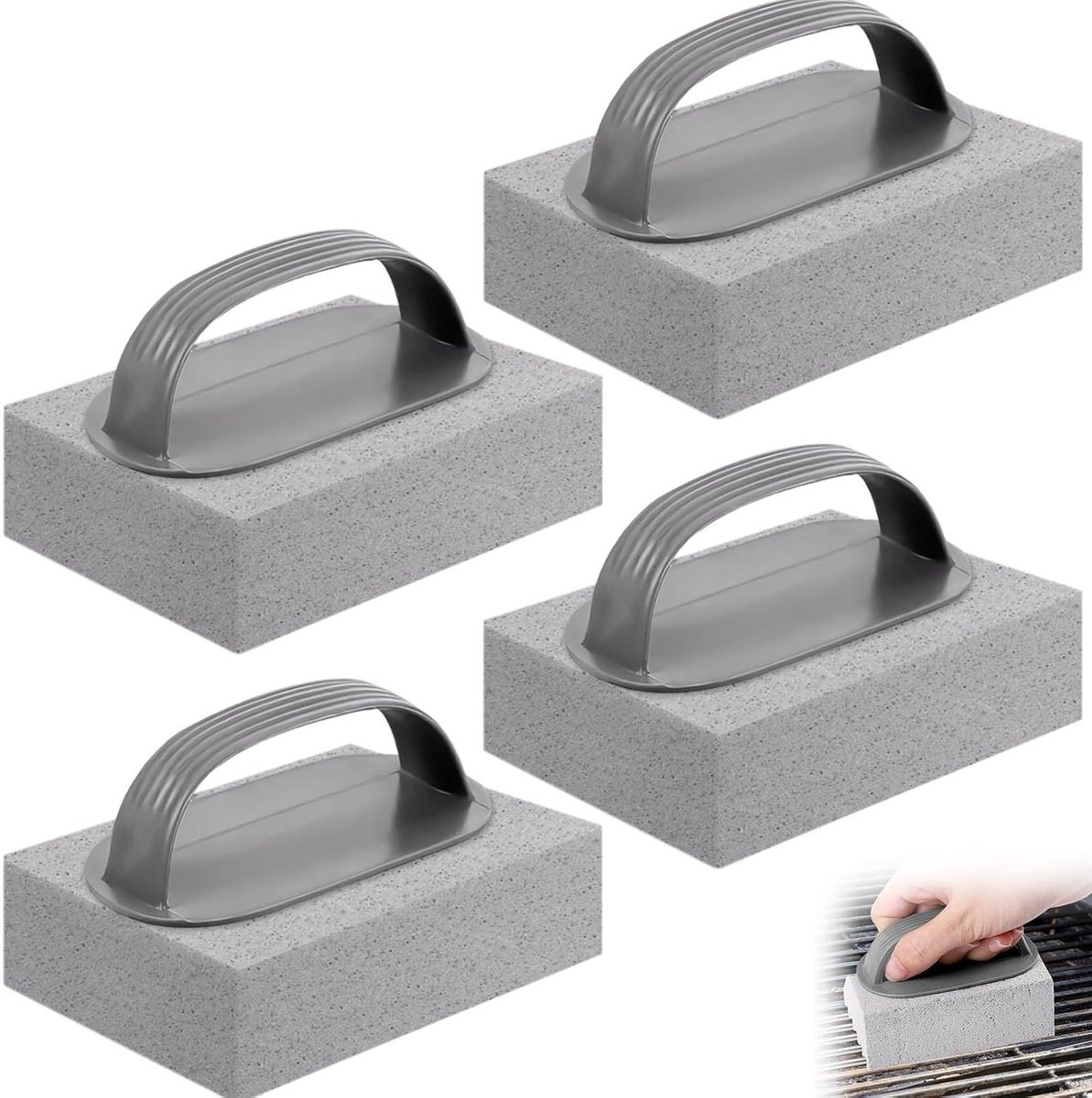Puimsteen Reinigingsstenen - Grillsteen Vetverwijderaar - Grill Reinigen - Krasvrije Reiniging - 10 x 7 x 3.8 cm - Grijs