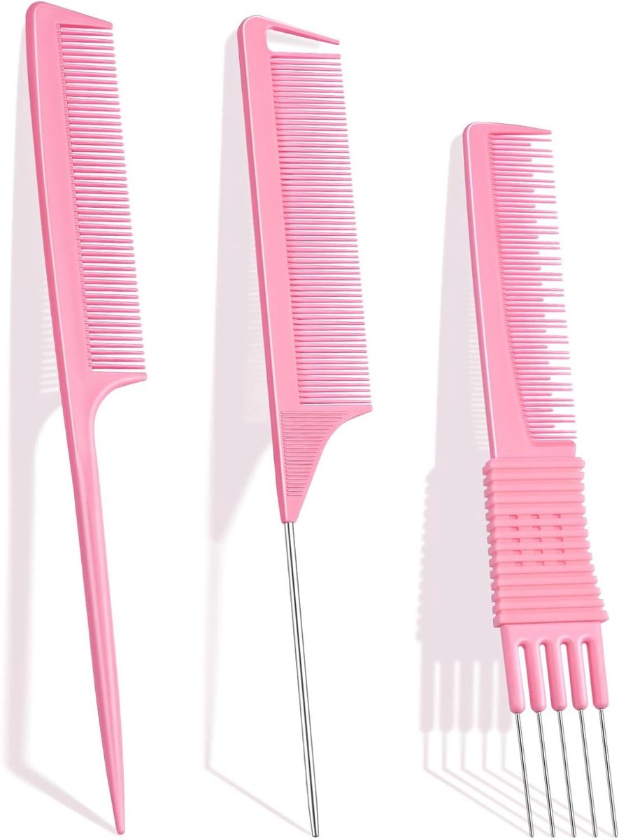 Haarkam Set - Styling Kammen - Haar Stylen - Verschillende Tandbreedtes - 3 Stuks - Zwart