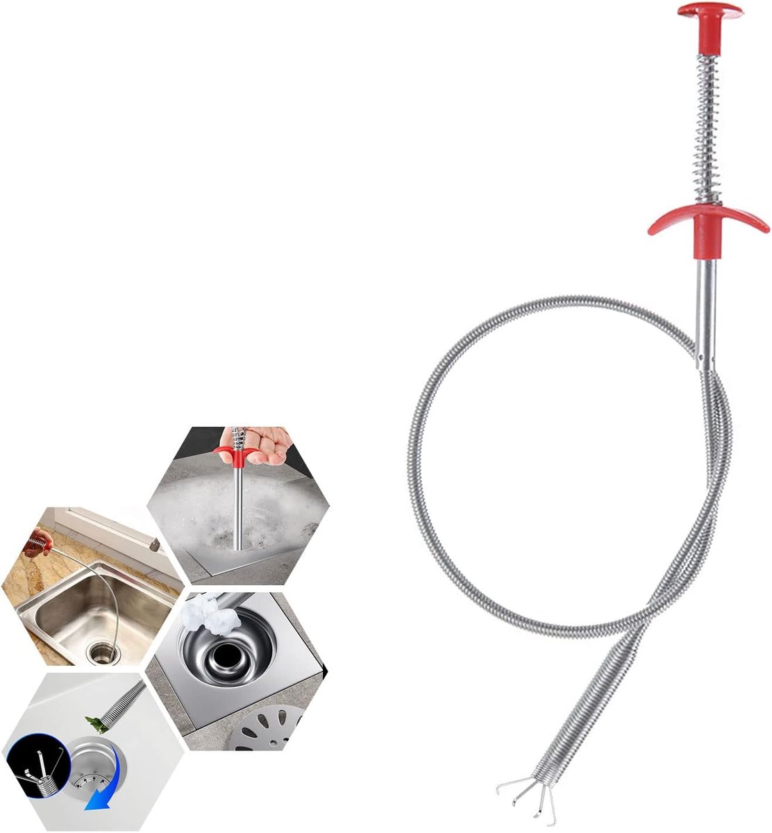 Gereedschap, flexibele gootsteenontstopper Afvoerstangen Snake Drain Tool met eenvoudige bediening Veerpijp Herbruikbare gootsteenontstopperborstel voor keukengootsteen