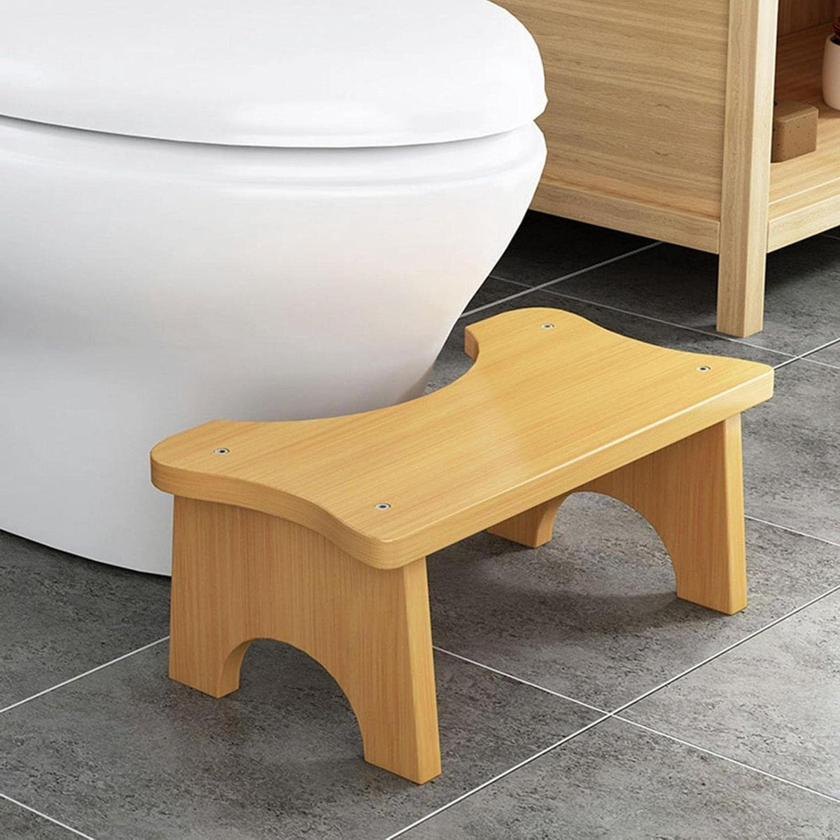 Toiletkruk - Voetenbankje - Ontlasten - 35 graden hoek - 39x20x17 cm - Lichtbruin