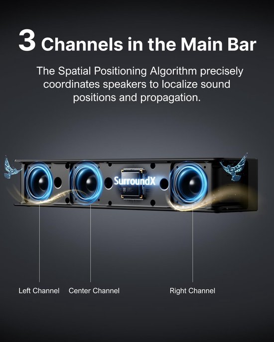 Soundbar - Surround Soundbar - Home Cinema - Dolby Atmos Decodering - 6.5 Inch - Zwart — afbeelding 3