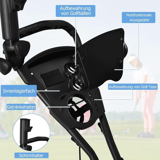 Golf Trolley - Golfkar Golftas Trolley - Golfen op de baan - Lichtgewicht Aluminium Frame van GOLF — afbeelding 2