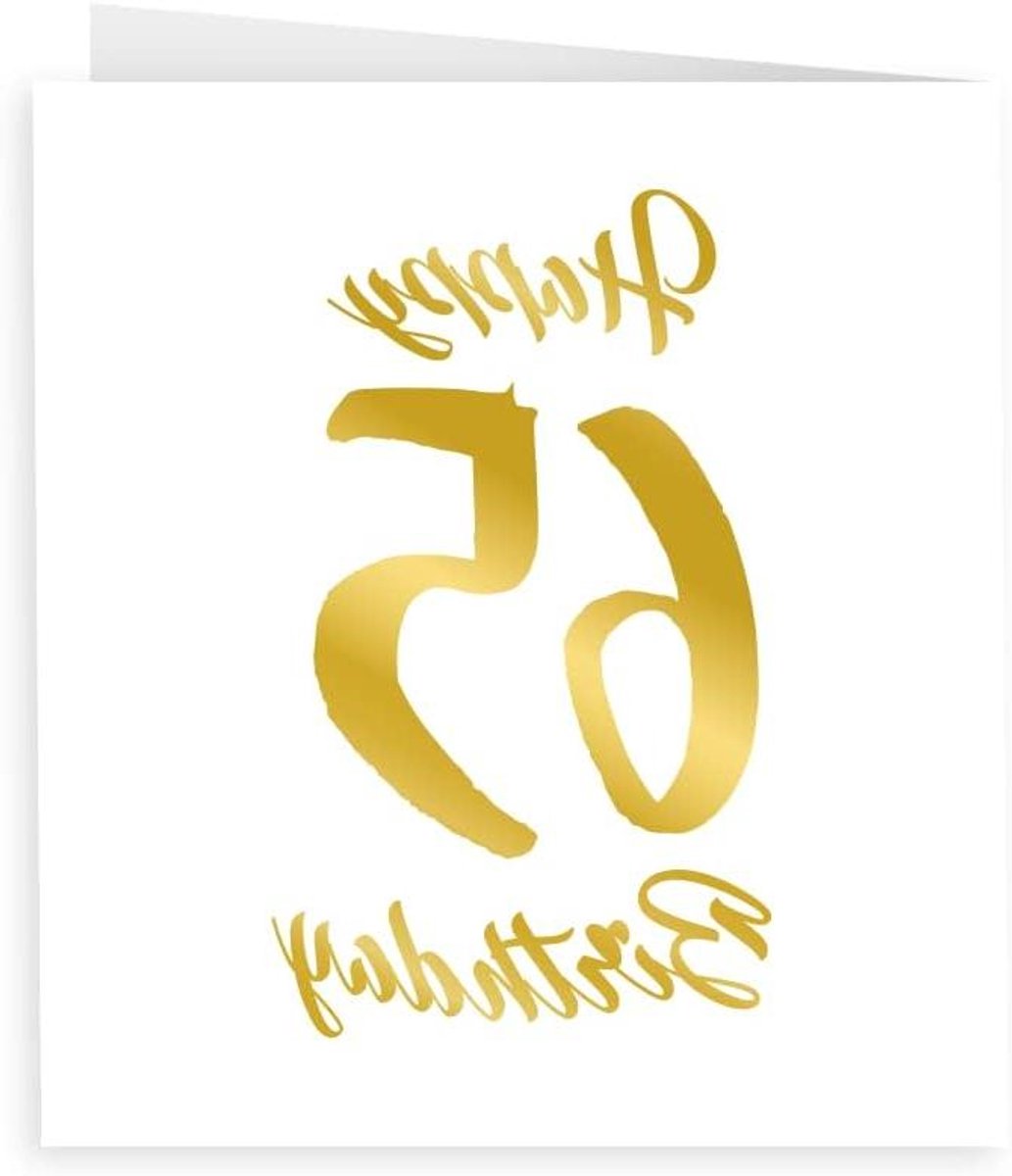 Wenskaart Verjaardag - Feestkaart Viering - Verjaardag Vieren - Uniek Ontwerp - 15cm x 15cm - Goud/Wit