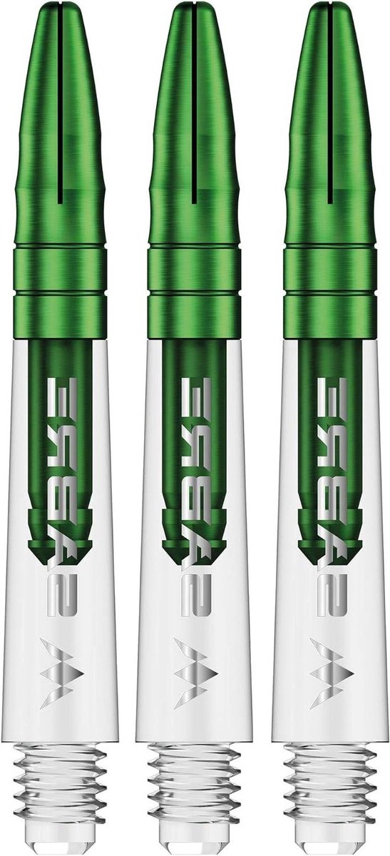 Dartshafts - Pijltjes Assen - Darten Verbeteren - Polycarbonaat Met Aluminium Tip - 36 mm - Transparant/Groene Top