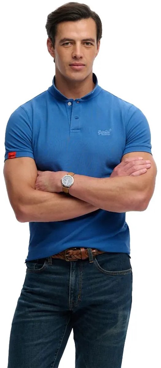 Superdry Vint Destroy Korte Mouw Poloshirt M Man Blauw