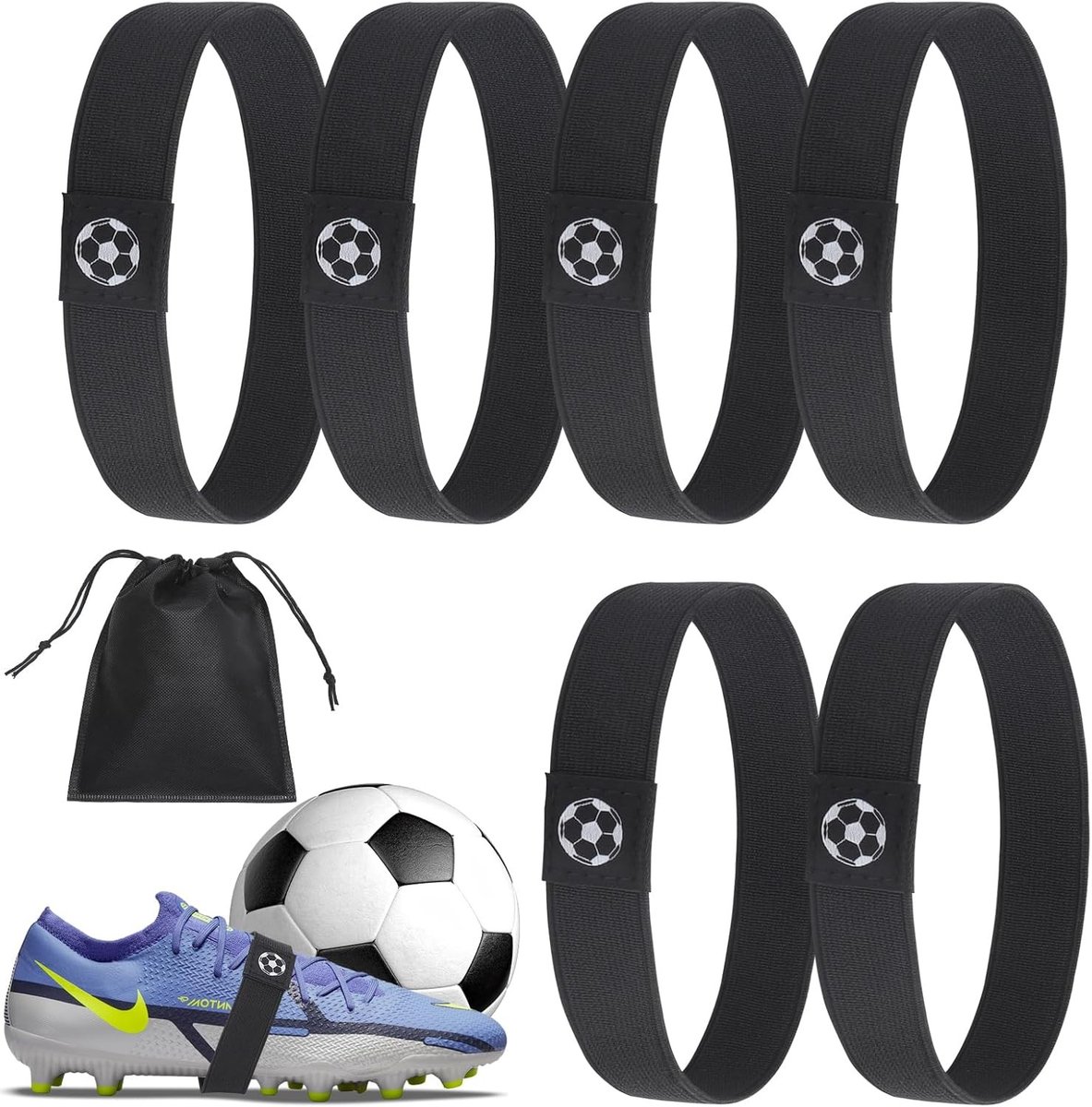 Fixerende Linten voor Voetbalschoenen - 6 Stuks, Ideaal voor Kinderen en Volwassenen, Geschikt voor Triatlon en Kunstgras, Inclusief Opbergtas