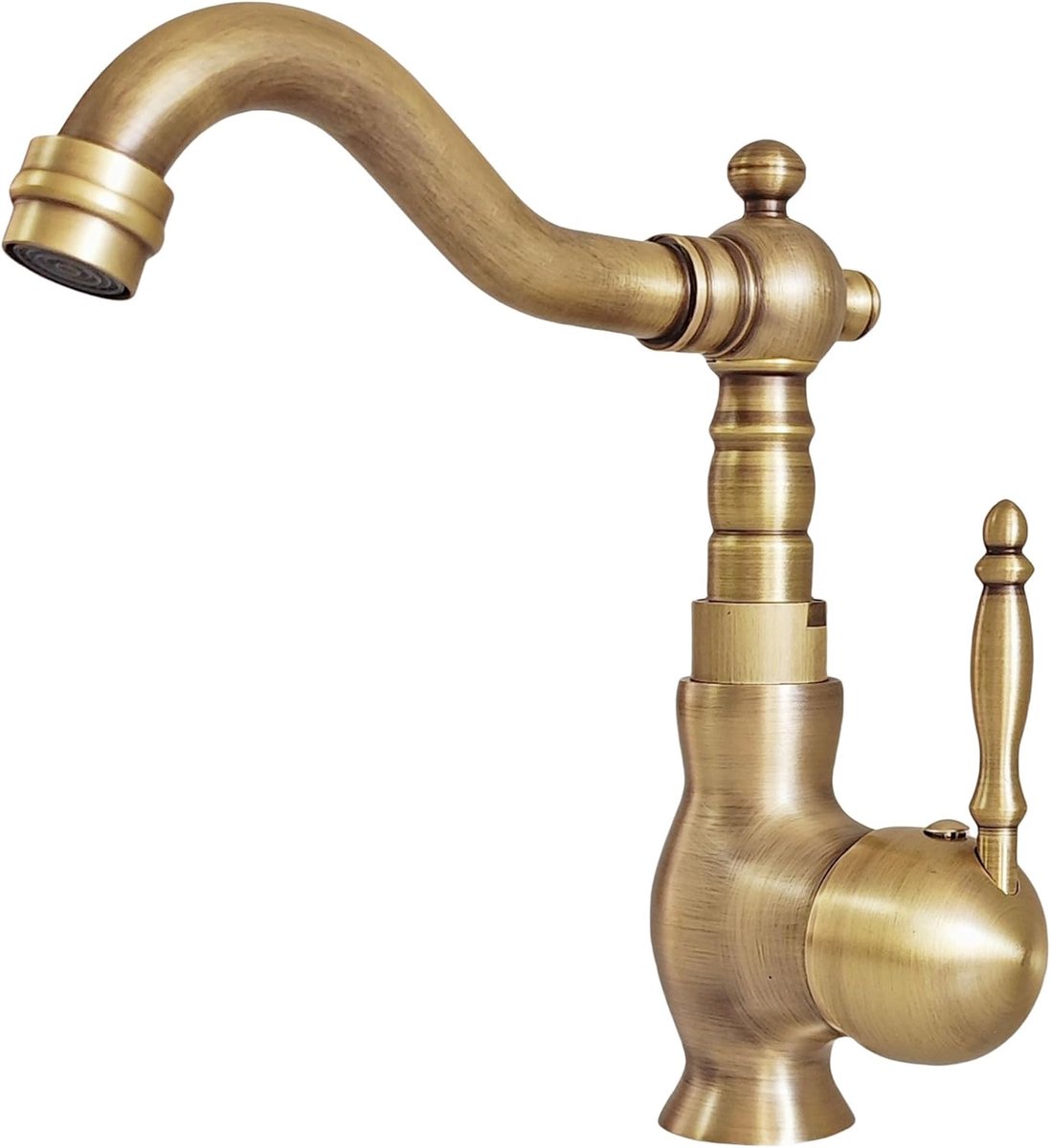 Kraan Badkamer Messing Antiek, Vintage Wastafelkraan Brons, Eengreeps Mengkraan Wastafelkraan Koper voor Badkamer, 16 cm Uitloop