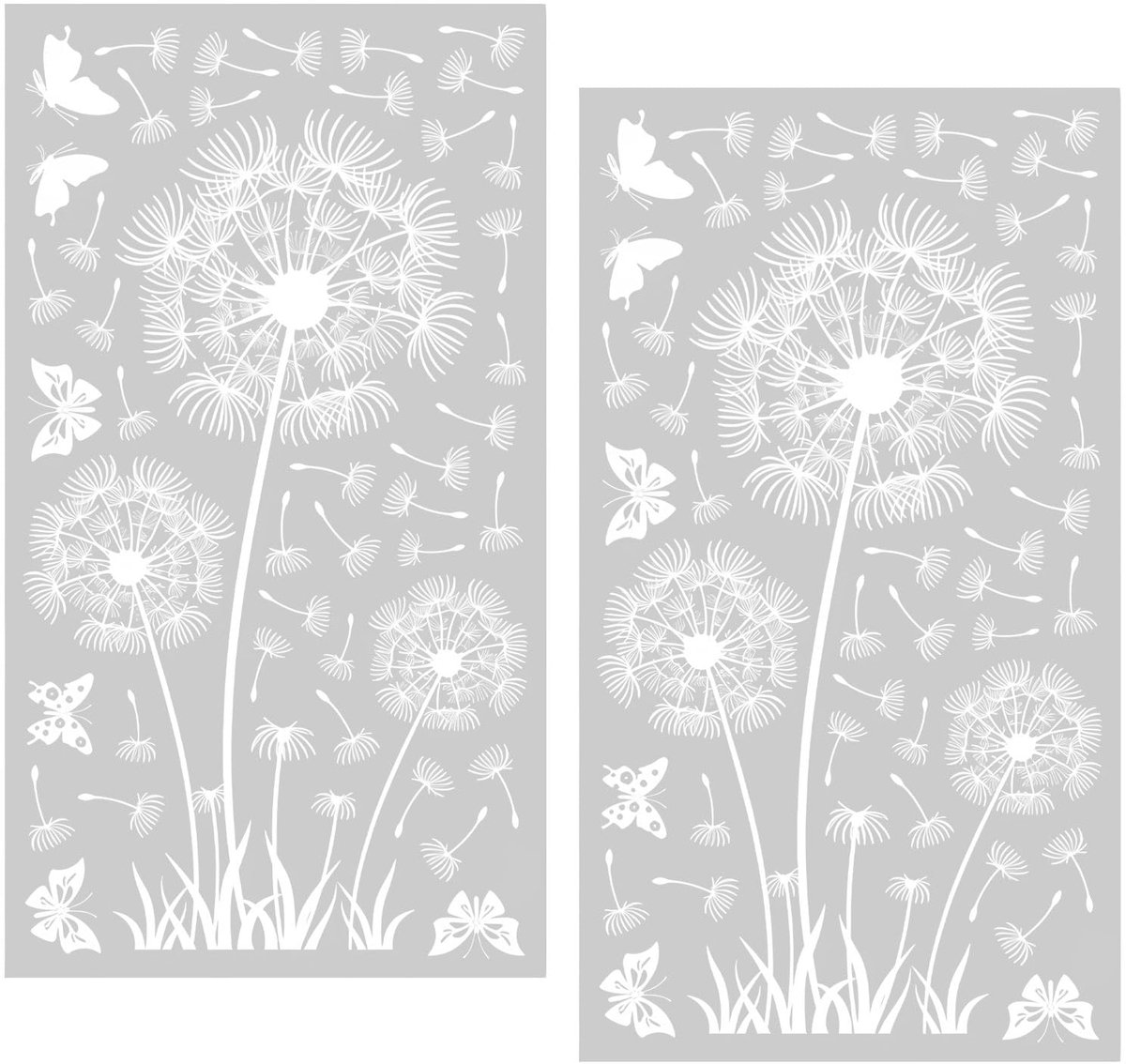 2 stuks raamafbeeldingen, zelfklevend, paardenbloem, wit, raamstickers, lente, zomer, anti-botsing, raamfolie, glazen deuren, raamdecoratie, stickers