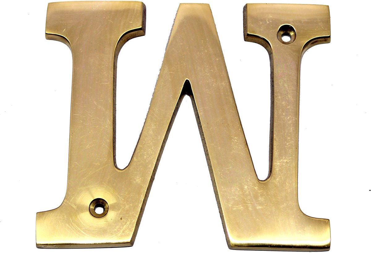 esplanade Brass House Hotel Deur Naam - Muurdeur Plaque Alfabet Letter "W" - 4" Inches